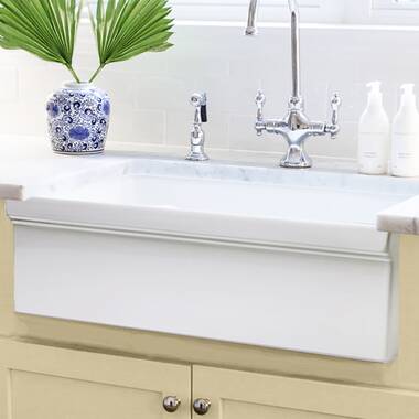 Nantucket Sinks FCFS36-DB 36 inch Italian Farmhouse Fireclay Sink with Built-in Drainboard