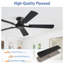  Ventilateur de plafond encastré noir moderne 52 po Cissline sans lumière avec télécommande pour pièce moyenne