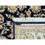 Tapis bleu foncé Nain à motif floral 250 KPSI 7 pi 9 po x 9 pi 9 po N1