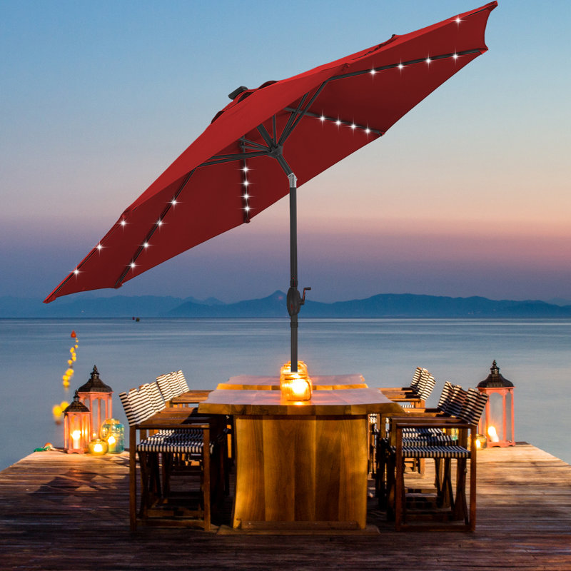 Parasol de plage éclairé 10 pi Joice, Rouge
