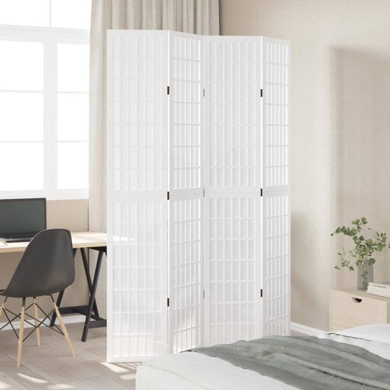 140cm W 4 - Panel Folding Room Divider, 220cm H x 140cm W x 0.16cm D, White