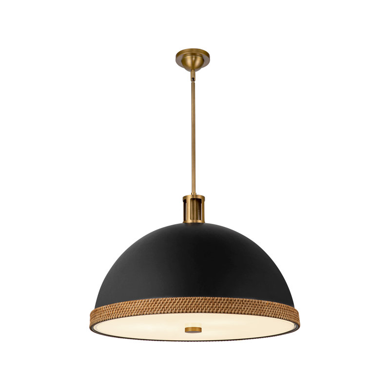 Luminaire suspendu en dôme à 2 lumières Doral, Noir mat, H 16,75 po x l 24,25 po x P 24,25 po