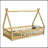 Twin Tent-Shaped Floor Bed,Teepee Bed With Guardrails,Slats And Door,Natural-1851715964