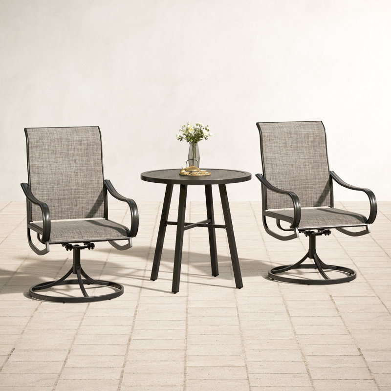 Leonard 2 - Person Patio Dining Set Umbrella Hole Included Round Table