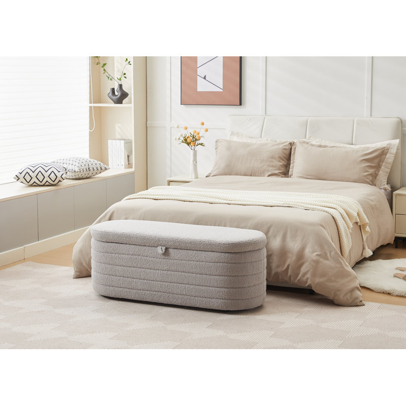 Skandar Storage Ottoman Bench for End of Bed, Grey