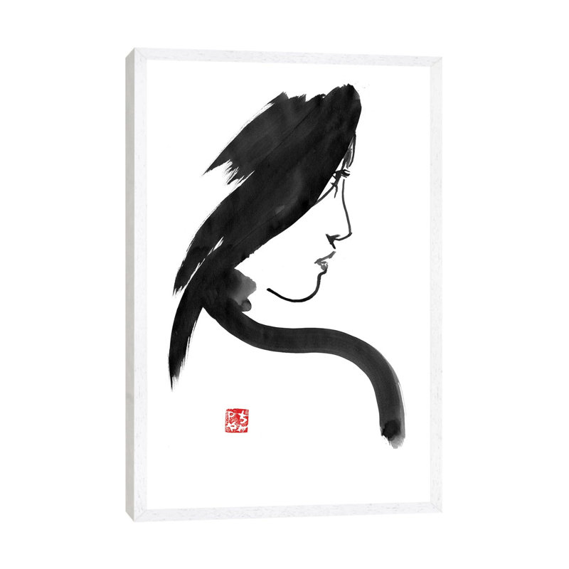 Geisha Profile by Péchane - Print on Canvas, 66.04 cm H x 45.72 cm W, White Framed
