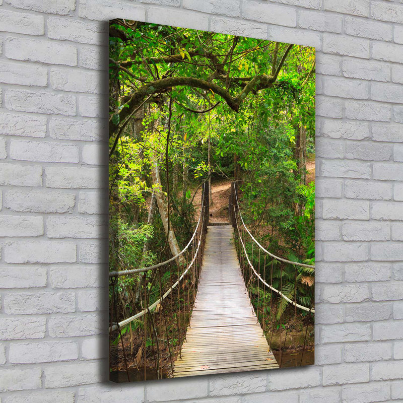 Suspension Bridge In The Forest - Wrapped Canvas Print