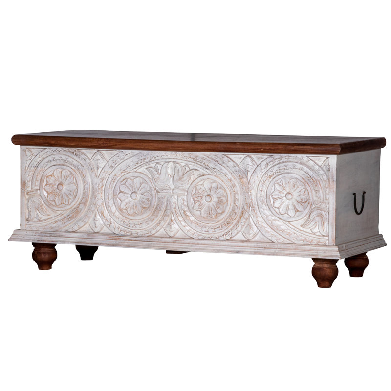 Santillo Solid Wood Blanket Chest, Whitewashed