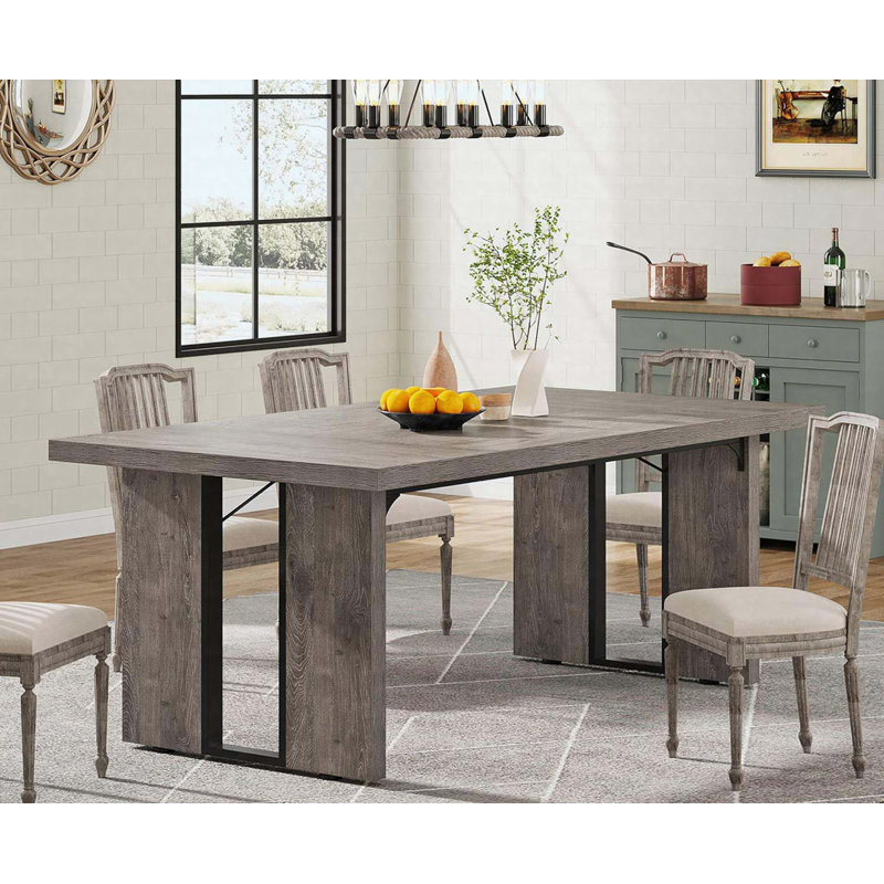 Table de salle à manger rectangulaire Baron, Gris délavé