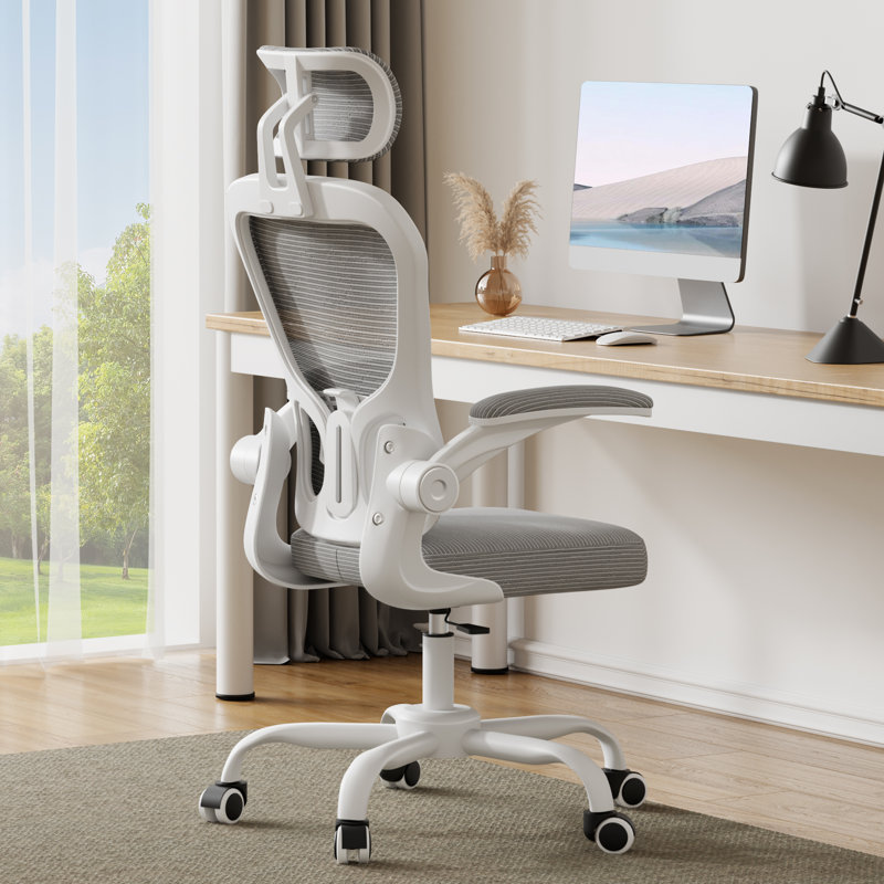 Breathable Ergonomic Task Chair with Headrest, Gray