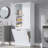 Tall Storage Cabinet With Adjustable Shelves, Large Flip-Out Basket & Enclosed Cabinets –  For Bathroom, Living Room, Or Office, MDF Material With Aluminum Alloy Handles-130289653