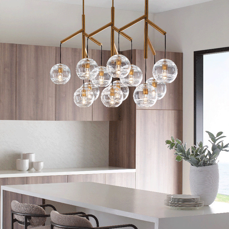 Sedona 12 - Light Chandelier, Clear, Aged Brass, Yes