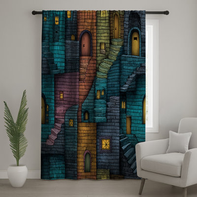 Buildings Window Curtains, Architecture  Blockout Curtains - 1 Panel