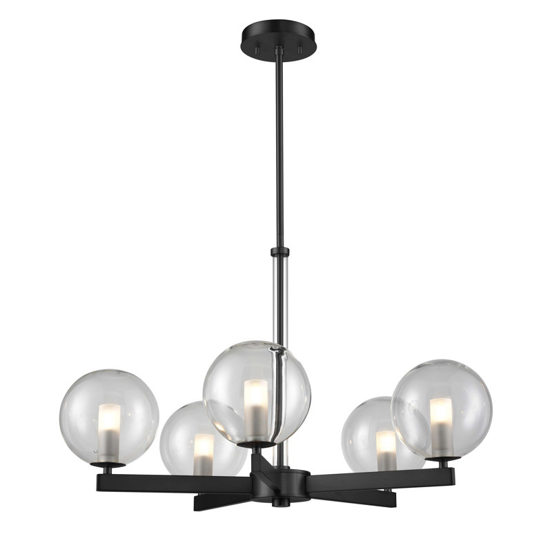 Lustre 5 lumières unique Sumner, Transparent, Graphite