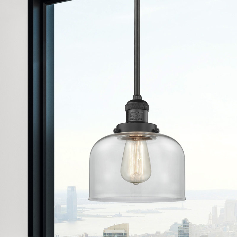 Hargett 1 - Light Single Pendant, Matte Black, Clear, 10" H x 8" W x 8" D