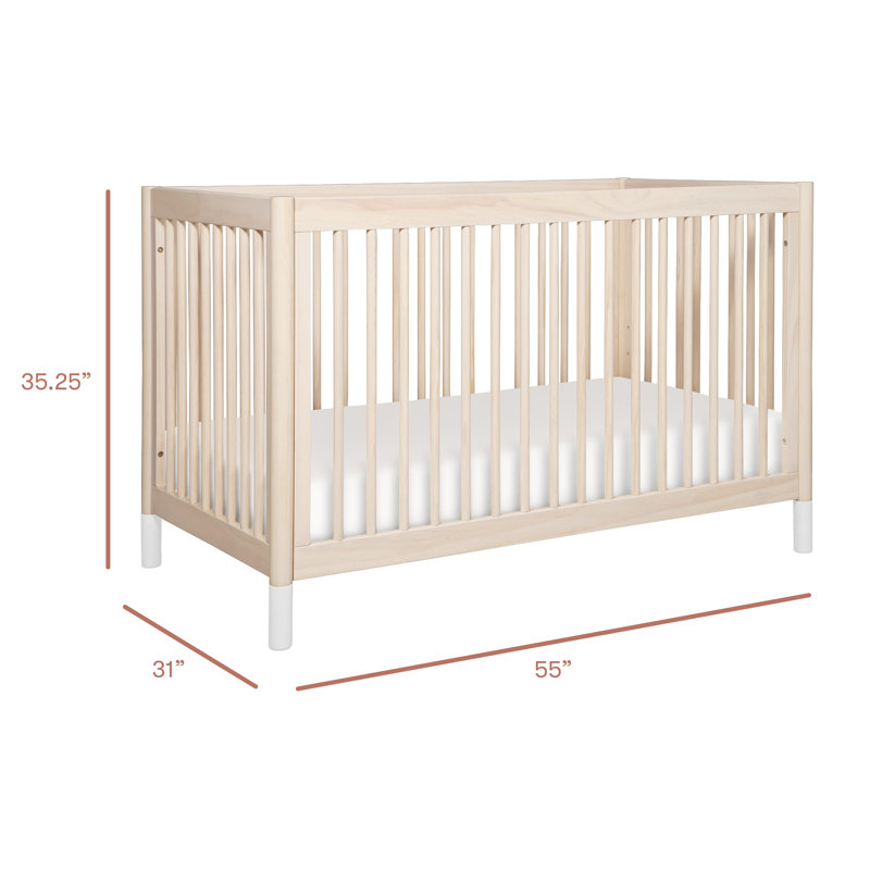 Washed Natural and White Pine 4-in-1 Convertible Toddler Crib