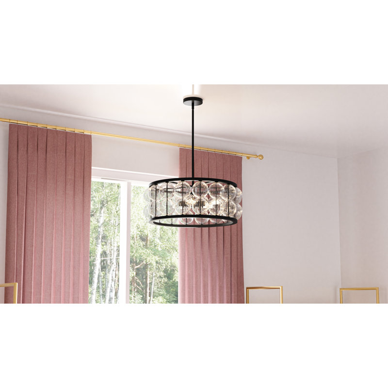 Luminaire suspendu 5 lumières Jadan, Noir mat