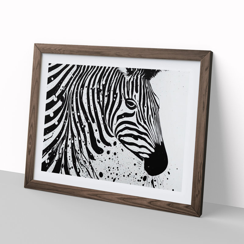 Zebra Splash Abstract - Single Picture Frame Painting, Walnut, 46cm H x 64cm W x 2cm D