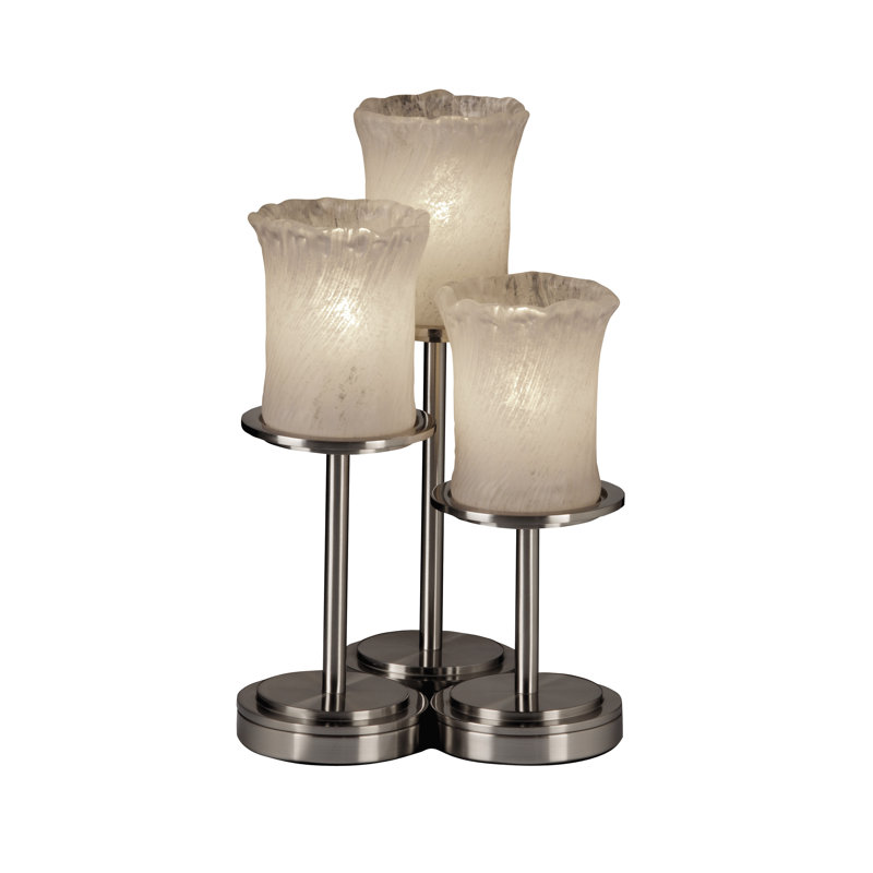 Ensemble de 3 lampes de table, Blanc givré , Oui, Bronze foncé