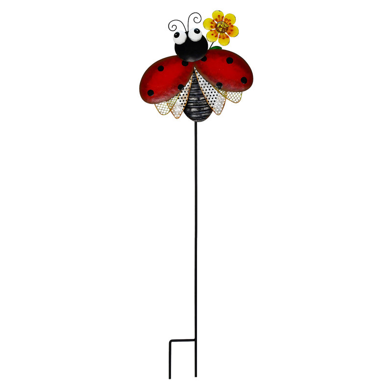Piquet de jardin en métal pour coccinelle