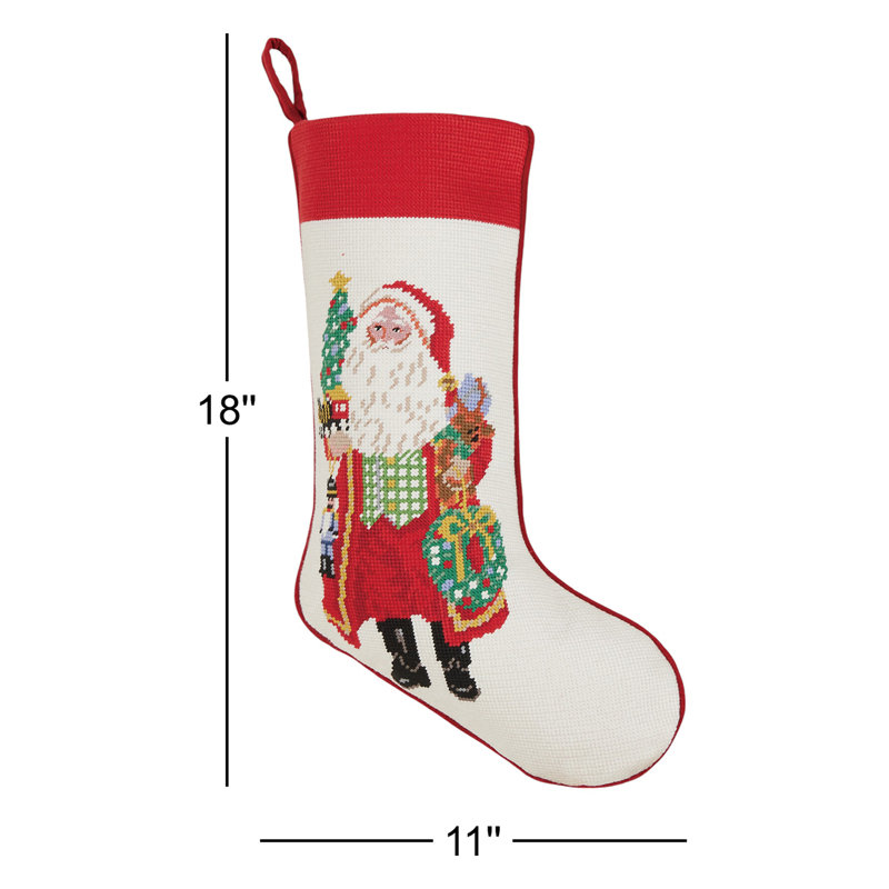 Spirits Bright Embroidered Needlepoint Stocking
