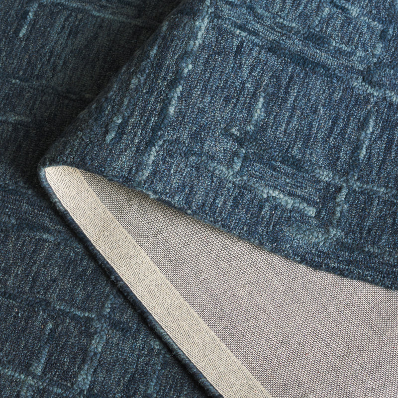 Tapis bleu marine en laine touffeté à la main Ephrona, Rectangle 5 pi x 8 pi
