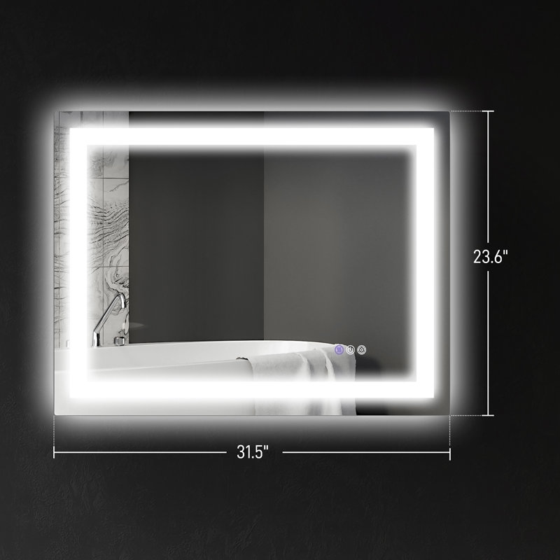 Miroir de salle de bain à DEL avec lumières, miroir à DEL rétroéclairé, anti-buée, mémoire et température de couleur infinie, miroir de meuble-lavabo mural à intensité variable, placement horizontal / vertical