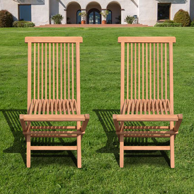 Golden Teak Wood Outdoor Folding Dining Side Chair (Set of 2),Foldable Patio Teak Wood Seats for Backyard, Balcony, Porch, & Garden Furniture