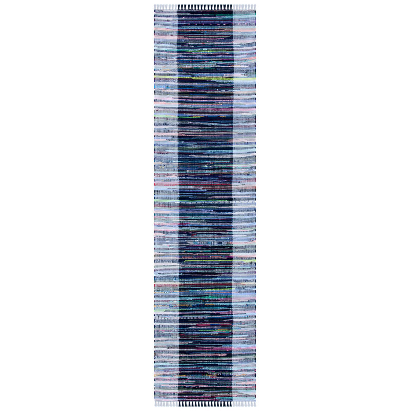 Rag Rug Flat Weave Cotton Striped Rug, Runner 2'3" x 9'
