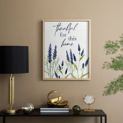 «Thankful for this Home», reproduction encadrée - bois massif