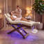 Lit de massage électrique à 3 moteurs avec télécommande, dossier réglable et soutien lombaire, éclairage DEL, station de charge intégrée, pour le spa, le salon et la maison-468664306