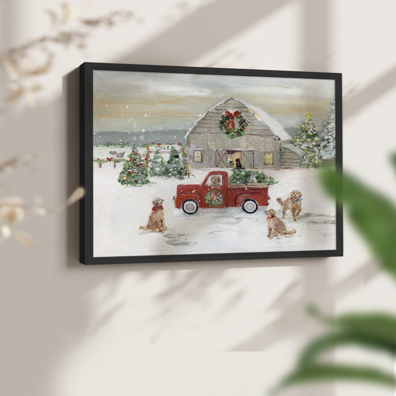 Noël à la ferme - reproduction encadrée - réaménageable, H 22 po x l 28 po, Noir, noir, noir, noir