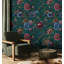Papier peint floral émeraude à motif floral sur fond sarcelle