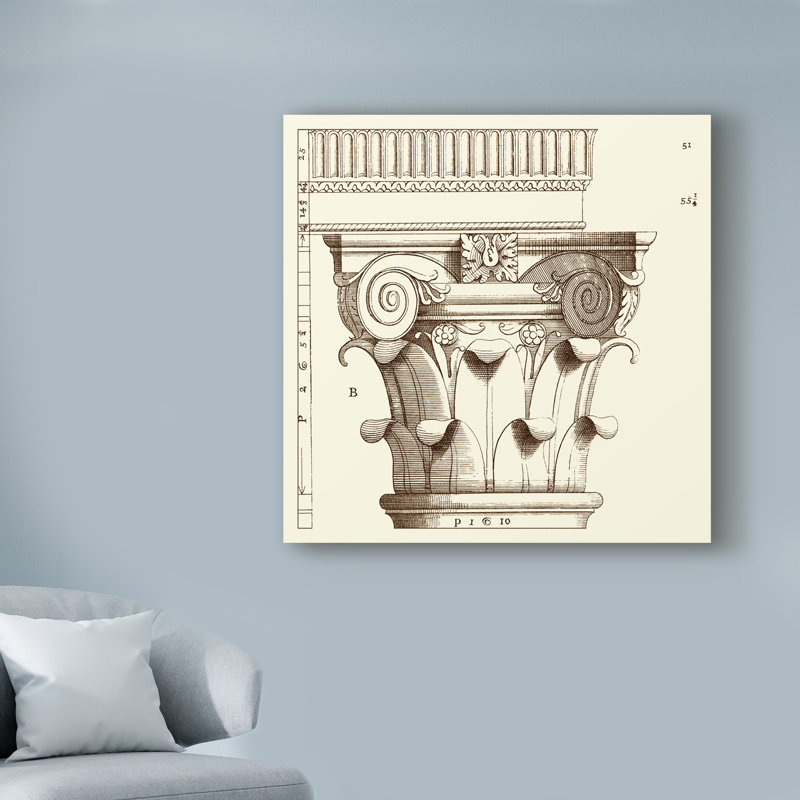 'Corinthian Detail I' Print on Wrapped Canvas, 14" H x 14" W x 2" D