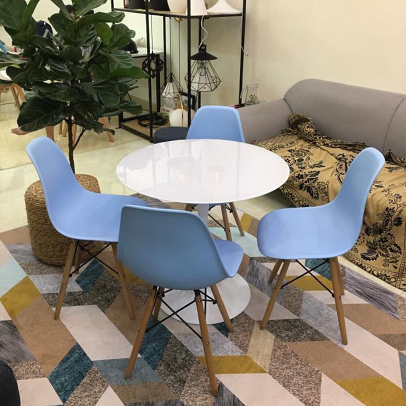 19'' H Side Chair, Blue, Natural