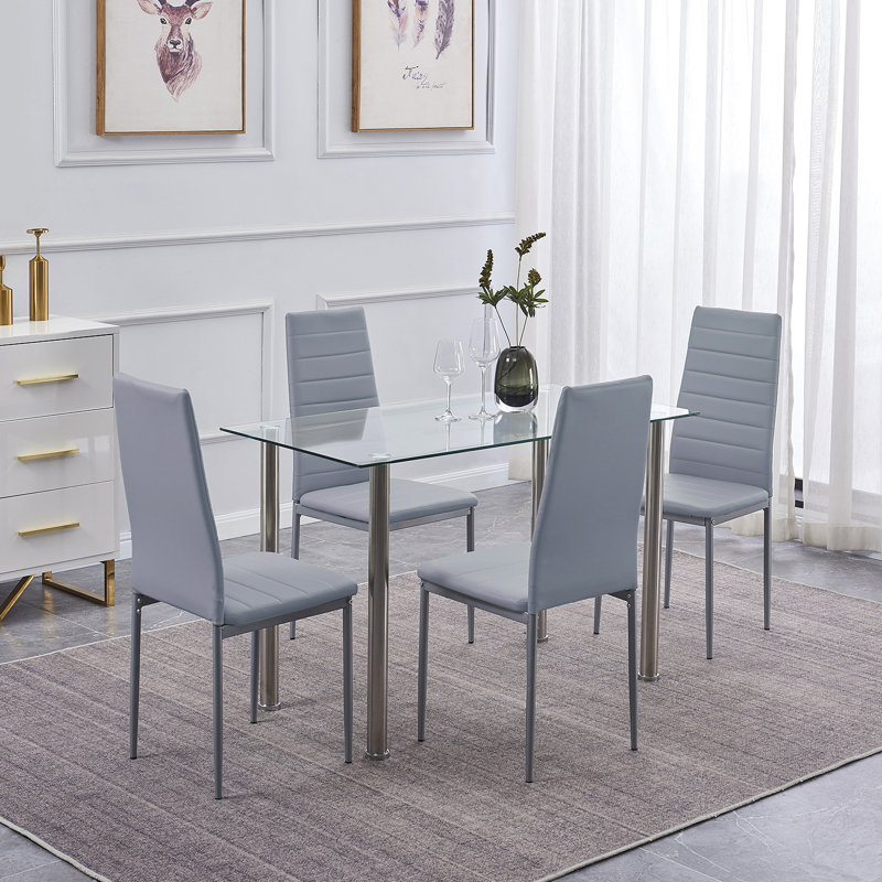 Ensemble repas pour 4 personnes Korie, Gris foncé / argent