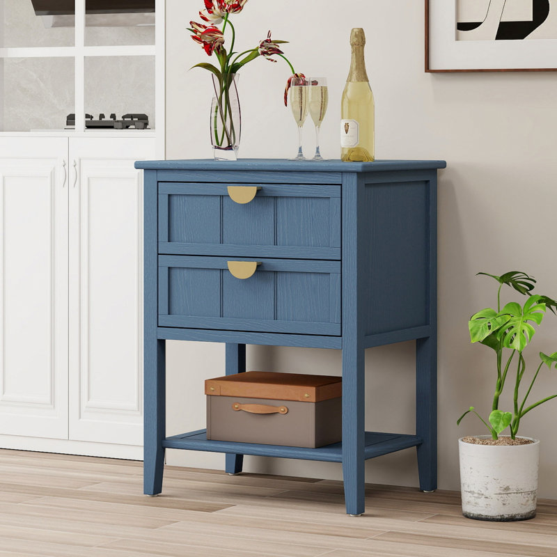 Table d'appoint à 2 tiroirs, table de bout pour chambre à coucher et salon