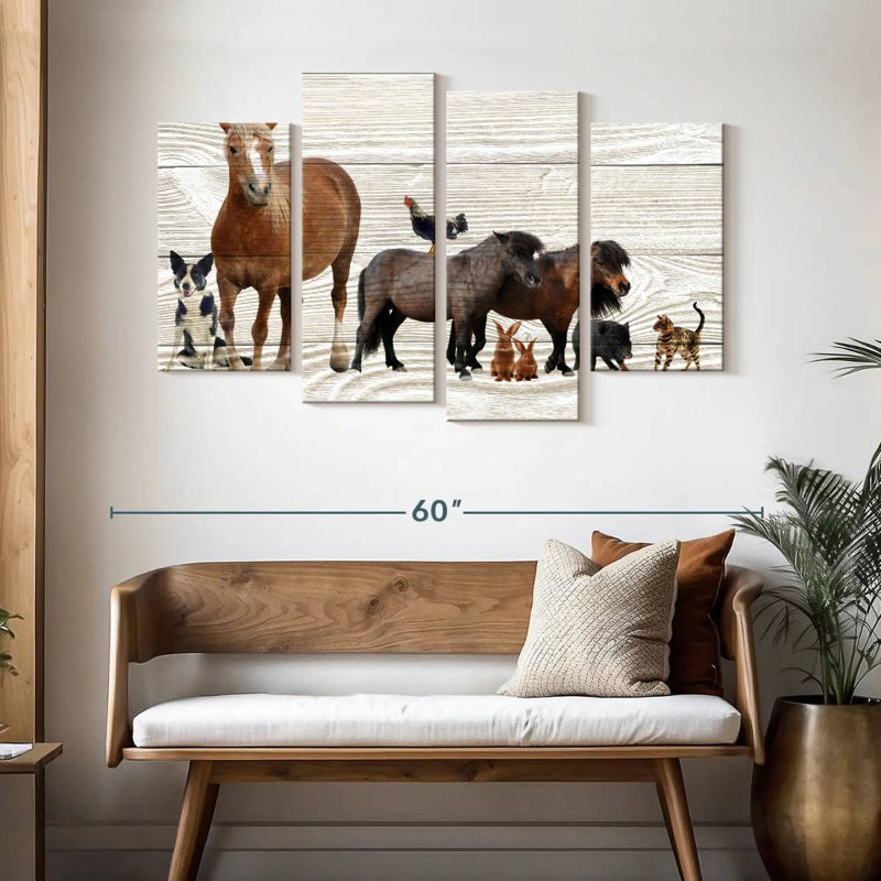 Brampt Wooden Farm Animals, 32'' H x 52'' W
