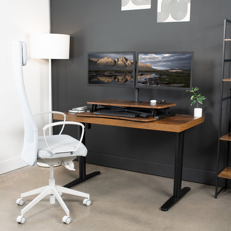 Convertisseur de bureau debout 32 "avec support pour écran double DESK-V000K-m2 Series, Brun rétro / noir