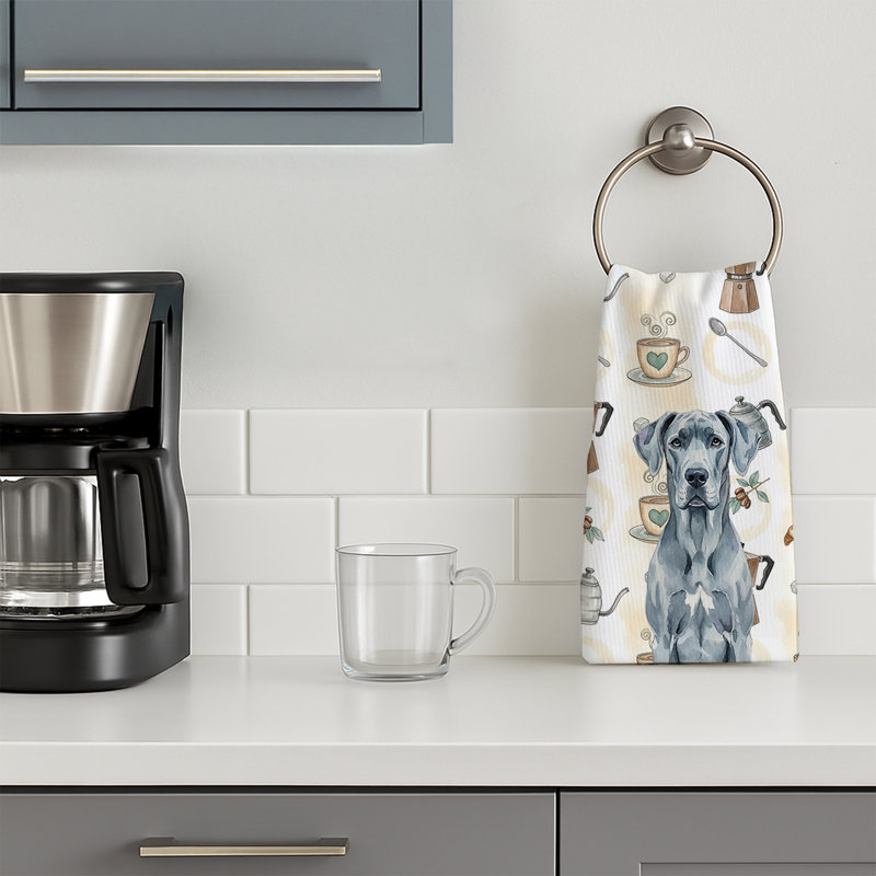 Blue Great Dane Coffee Bar Kitchen Towel, Blue Great Dane