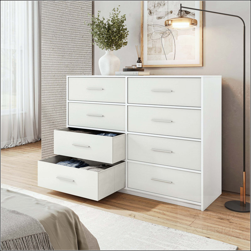 8-Drawer Dresser with Large Fabric Drawers - Premium Wooden Frame
