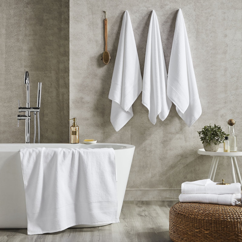 Modern Threads Hotel Collection 6-Pack 100% Ring Spun Cotton, Highly Absorbent Quick Drying Bath Towel Set, White