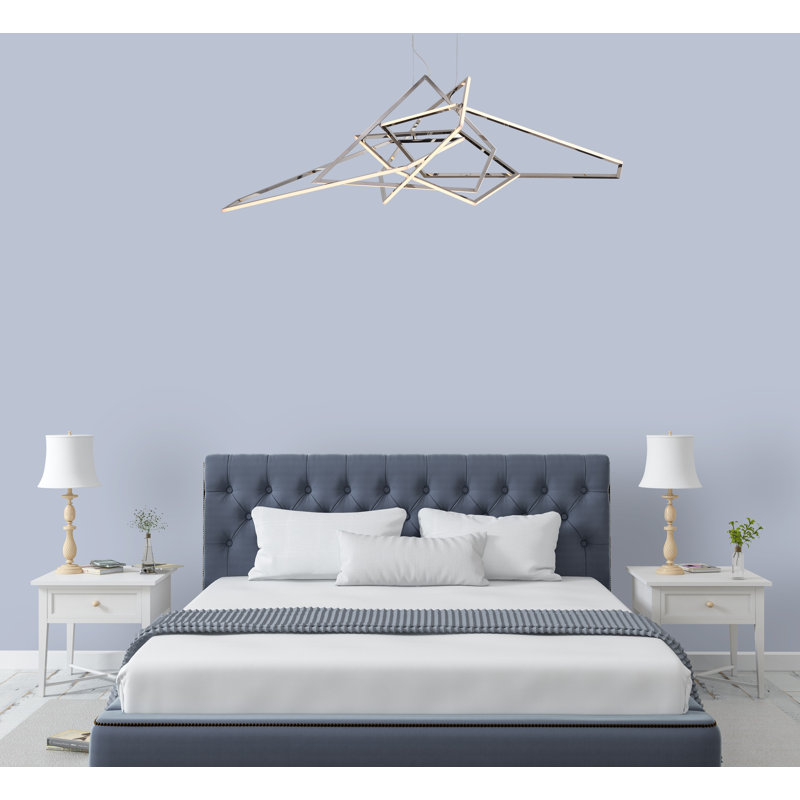 25-Light  Dimmable Chrome Stainless Steel LED Chandelier With White Acrylic Diffusers, Chrome