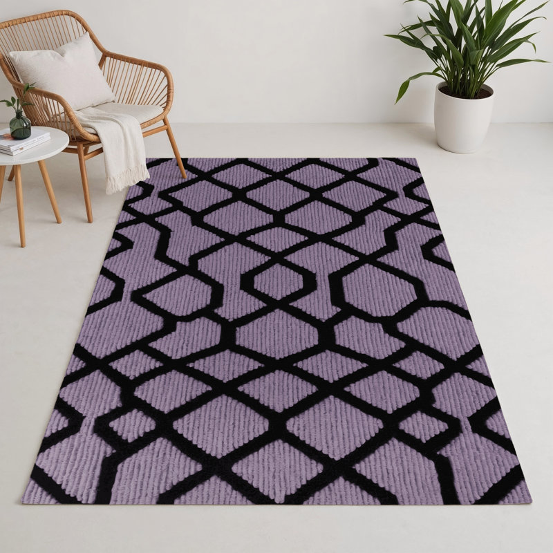 Tapis intérieur et extérieur rose Trellis, Rectangle 5 pi x 7 pi