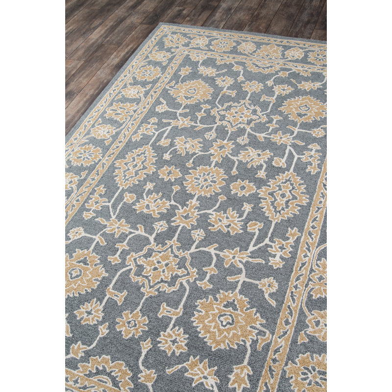 Tapis gris touffeté à la main Santistevan, Rectangle 5 pi x 7 pi 6 po