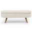Banc de rangement ovale beige avec pieds en bois d'hévéa fiables - ajoute une touche de classe