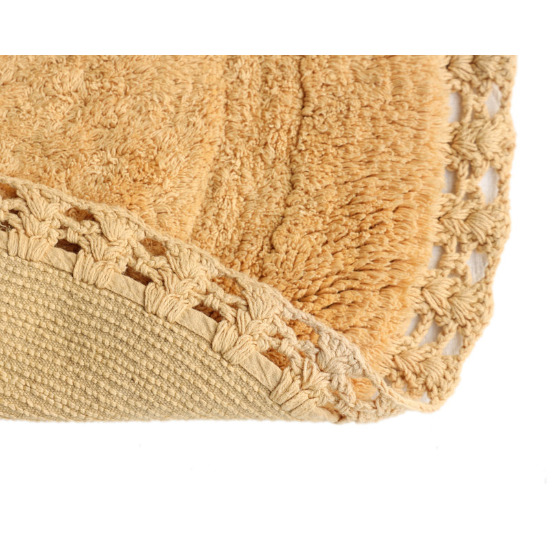 Saross 100% Cotton Non-Slip Bath Rug, Beige
