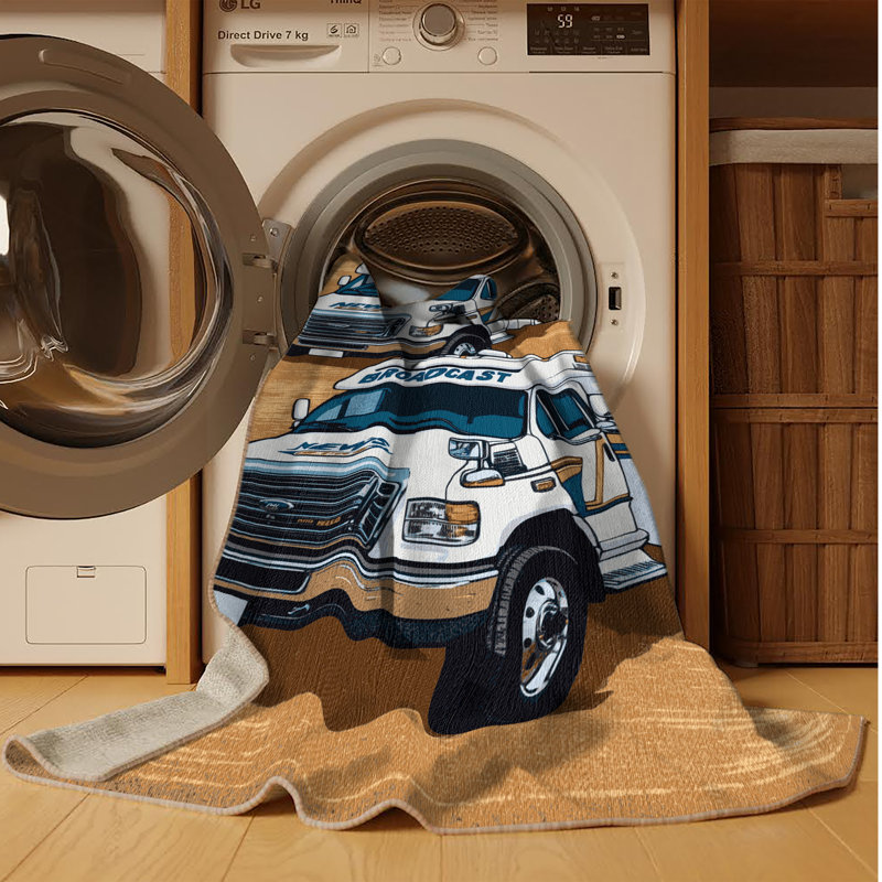 Machine Washable Transportation Brown Area Rug, Round 8'
