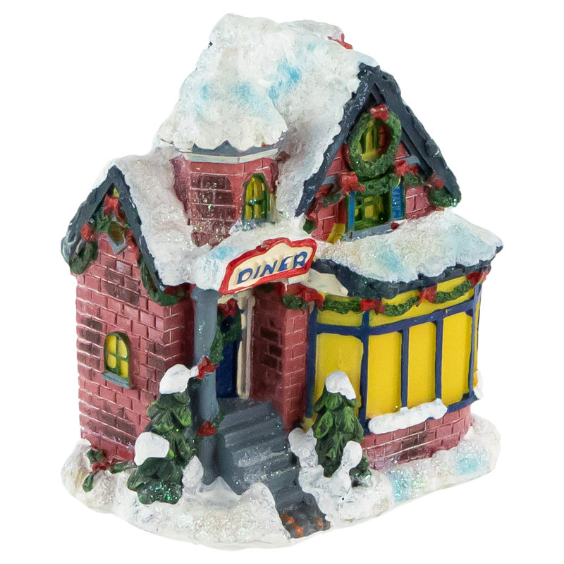 Édifice de village de Noël enneigé 4 po