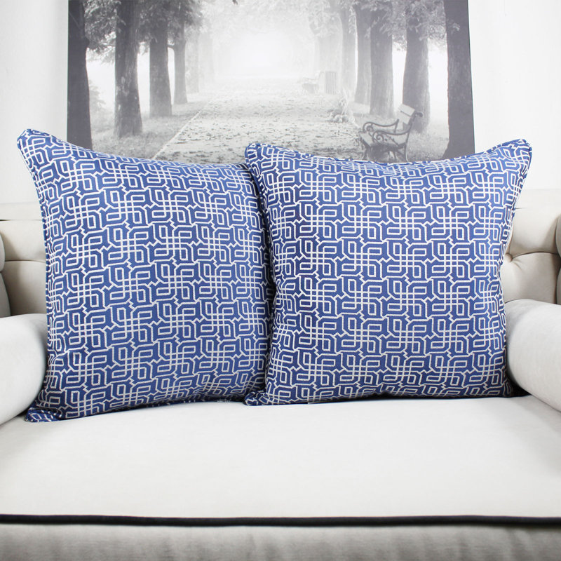  Cozy Jacquard Plaid Pillow Cover & Insert, Blue